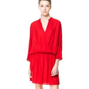 ❌ Sold ❌ Zara Red Silky Deep V Mini Dress XS